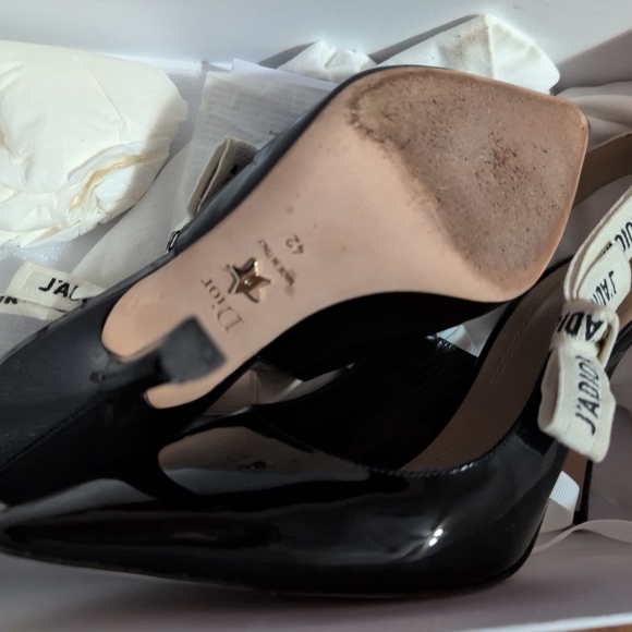 Dior Black Patent Leather Heels with Logo Strap - Picture 6 of 7